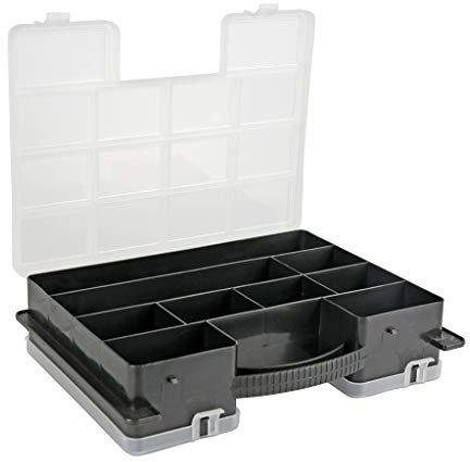 COGEX - Boîtes à outils, Armoires à outils - Boite de rangement bricolage avec compartiment, Boite de rangement bricolage double face - Malette de rangement visserie double face - 14 compartiments