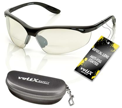 voltX CONSTRUCTOR, Bifocal Safety Glasses, +2.0 Mirror Lens & Cord & Case | UKCA & CE EN166F Certified, Mirror Polycarbonate Lens, UV400 Anti-Fog Protection, Lightweight Cycling & Work Safety Glasses