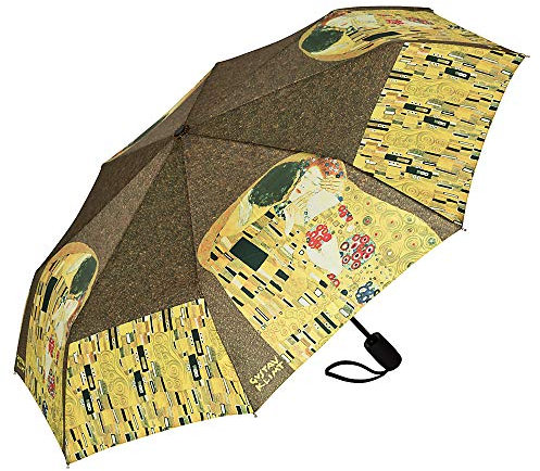 VON LILIENFELD Regenschirm Taschenschirm Gustav Klimt Der Kuss Windfest Auf-Zu-Automatik Stabil Kompakt Leicht Kunst
