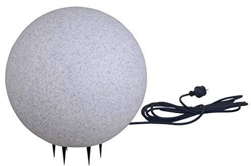 Trango 400G Gartenkugel IP65 Kugelleuchte 40cm Ø in Granitstein-Optik mit je 5 Meter Zuleitungskabel & E27 Fassung Kugellampe, Gartenleuchte, Außenleuchte, Außenlampe ohne Leuchtmittel