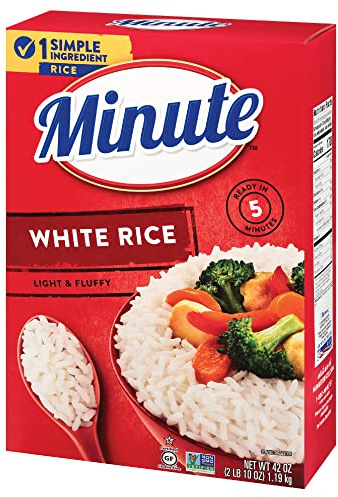 Minute Riz blanc instantané, sans gluten, sans OGM, sans conservateurs, boîte de 1,2 l