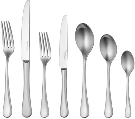 Robert Welch Radford Satin, 84 Piece Cutlery Set for 12 People. Made from Stainless Steel. Dishwasher Safe.