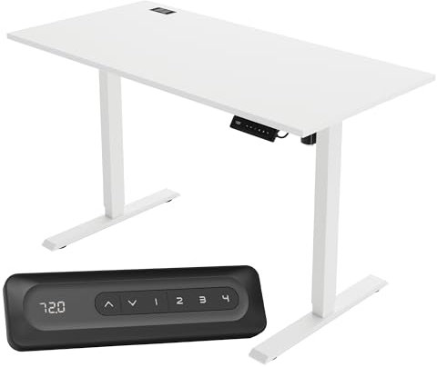 Yaasa Desk Lite Höhenverstellbarer Schreibtisch 120x60 cm Weiß – Bürotisch mit Automatikfahrt, Memory-Funktion & Kabeldurchlass – Elektrischer Schreibtisch höhenverstellbar, ideal für Homeoffice