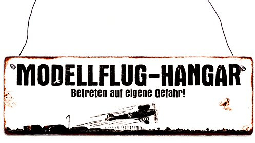 Interluxe Türschild Holzschild MODELLFLUG-Hangar Modellbau Club Modellflieger RC-Pilot Shabby Geschenk Dekoration