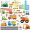 Decowall DW-1612 Bau Baustelle Transporte Autos Fahrzeuge Wandtattoo Wandsticker Wandaufkleber Wanddeko für Wohnzimmer Schlafzimmer Kinderzimmer