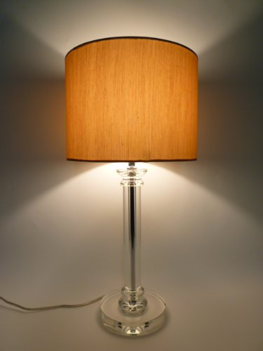 LED-Kristall-Tisch-Leuchte-Lampe Dora, H: 51 cm, inklusive LED-Leuchtmittel E27 1x 6W, Nachttisch-Fenster-Kommode-Fernseh-Leuchte-Lampe (klar-Gold, Dora 51 cm)