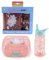 Puckator Set Porta Merenda Rosa per Bambina (Contenitore Porta Pranzo per Alimenti & Borraccia con Cannuccia) - Magia dell'Unicorno e Arcobaleno, Senza BPA
