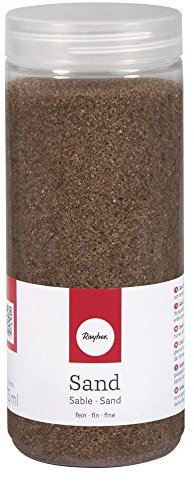 Rayher Sand, fein, mokka, 0,1 - 0,5 mm, Dose 475 ml, feine Körnung, zum Dekorieren von Gläsern, Vasen, Deko-Sand, Ziersand, Kerzensand, 39339546