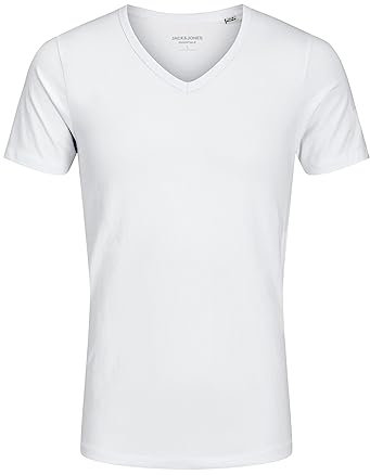 Jack and Jones Basic V-Neck Short Sleeve Men's T-Shirt Optical White X-Large