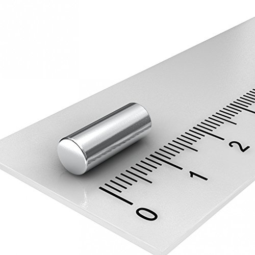 10 x Neodym Stabmagnet, 5 x 13 mm, Grade N45, vernickelt, Zylinder, Kühlschrankmagnet