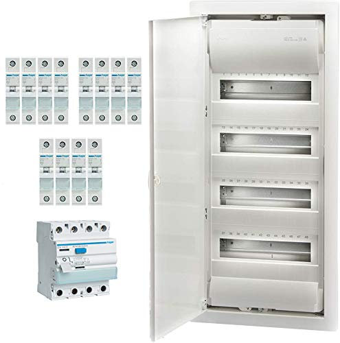 TM: Hager Verteiler Unterputz 4x12 TE inkl. Bestückung / 1x VU48NC, 12x LS MBN116, 1x FI CDA440D
