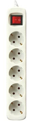 SILVER ELECTRONICS 9631 Regleta Tomas con Interruptor, Blanco, 5 Enchufes / 3 Metros