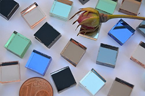 Bazare Masud e.K. 40 St. Spiegelmosaik Buntmix in 8 versch. Farben 1x1cm Stärke 4-5mm, ca.40g