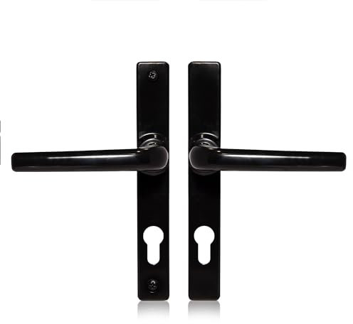 XFORT Uros Matt Black (PZ 70mm, Screw Hole Distance 180mm, Overall 205mm) Zamak Ferco Door Handle Replacement, UPVC Front Door Handle Compatible with GU Ferco Locking System