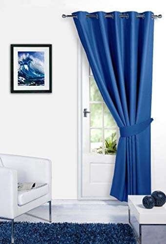 viceroy bedding BLUE 66 Width x 84 Drop (Only 1 Panel), Supersoft Thermal Blackout Curtain DOOR EYELET/RING TOP Readymade Bedroom Curtain 'Winter Warm but Summer Cool