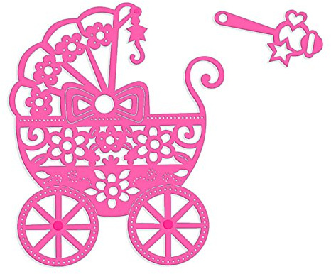 Sweet Dixie SDD053 Pram & Rattle Die, Metal, Grey, 23.3 x 13 x 0.8 cm