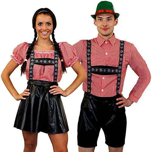 I LOVE FANCY DRESS LTD OKTOBERFEST BAYERISCHES PAARKOSTÜM FISCHEN =DIRNDEL+LEDERHOSEN-LOOK PARTY BIERFESTIVAL= TOP KOSTÜME VOLKSFESTIVAL BIERFESTIVAL FASCHING KARNEVAL=OHNE HUT=MANN/KLEIN+FRAU/GROß