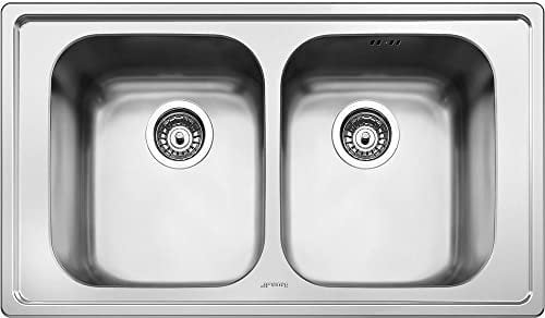 Smeg - Fregadero Inox Smeg Sp862, 2 Senos, Mueble 86Cm, Orificio Griferia