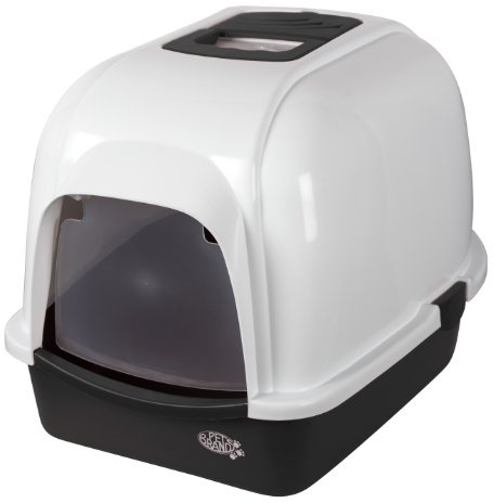 Pet Brands Oval Cat Litter Tray with Hood and Filter, Black