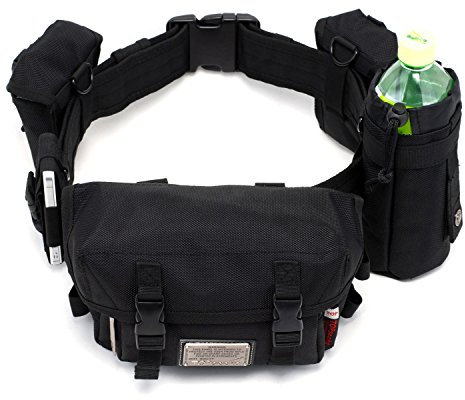 Outdoor Peak Herren Oxford wasserabweisend Gürteltasche Tagetasche Messenger Bag Wasserflaschentasche Multifunktions-Tasche Radfahrrad Trekkingrucksack Wandern(Schwarz)