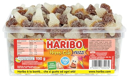 Haribo Happy Cola Frizz, Caramelle Gommose Frizzanti, Gusto Cola, 1150gr