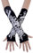 JISEN Damen Punk Winter Armwärmer Strickhandschuhe Stretchy Weich Fingerlose Handschuhe, Skelette Knochen, Einheitsgröße