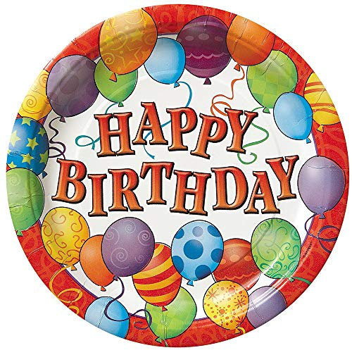 Unique Party 23605 - 23cm Birthday Balloons Party Plates, Pack of 8