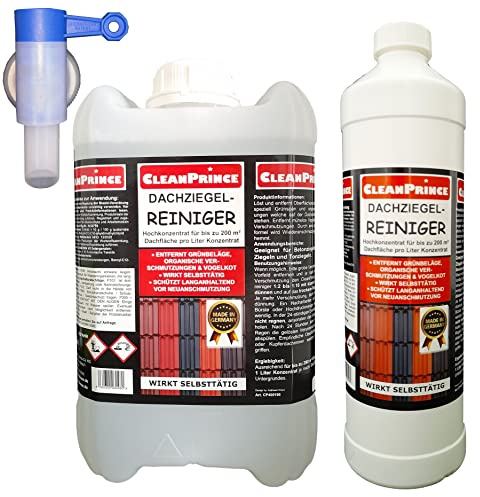6 Liter Dachziegelreiniger | mit 1 x gratis Ausgießer pro Bestellung | Grünspan Dach Vogelkot Ziegel Dachziegel Reiniger Dachziegel-Reiniger Ziegeln Reinigung
