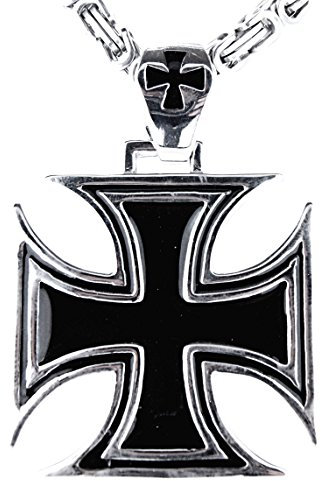 Kiss of Leather XL EK Kreuz Anhänger aus Edelstahl mit Königskette, 5,5 mm dick, 55-60 cm lang Ed. 103