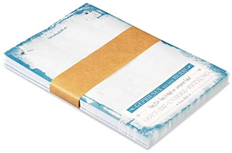 Notizzettel Gepriesen sei der Herr - Bibelvers, DIN A6, 100 Blatt, blau | Nachfüllpack gelocht, für Notizzettelhalter, gut beschreibbar