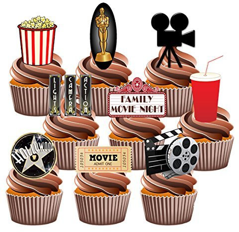 Movie / Film Night Party Pack, 36 Cup Cake Toppers - Edible Stand Up Decorations by AKGifts