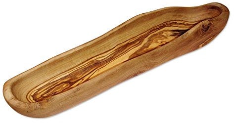 Bérard Olivenholz Brotschale | Hochwertig verarbeitete, längliche Olivenholz Schale | 35 x 9 cm | Handarbeit | längliche Schale zum Servieren von Brot | Holzschale groß | Brotkorb Holz