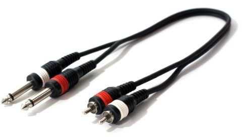 0.5m 2 RCA/PHONO Male to 2x 6.35mm ¼” Jack Plug Cable/Lead - Mono 6.3mm Mixer Amp - Loops