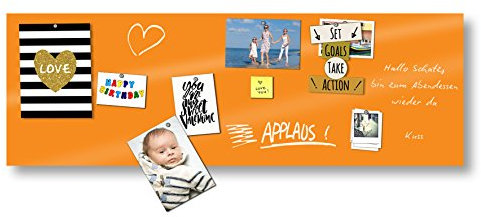 cuadros-lifestyle Markerboard/Magnettafel/Whiteboard aus Acrylglas inkl. Boardmarker und 10 Supermagneten, Größe:150x50 cm, Farbe:Orange