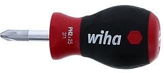 Wiha Schraubendreher Set SoftFinish® Phillips mit kurzer Rundklinge, Stubby (26969) PH2 x 25 mm ergonomischer Griff für kraftvolles Drehen, Allrounder für Industrie und Handwerk