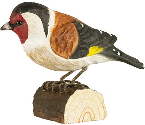 WILDLIFEGARDEN Wildlife Garden WG406 DecoBird Stieglitz - Handgeschnitzter Dekorative Vogel aus Holz - Kleine Europäische Vögel