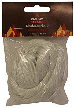 KaminoFlam Glasfaserschnur 10 mm - Dichtschnur für Öfen - Glasfaserdichtschnur für Kamintüren - Türdichtung für Ofen & Kaminöfen - Glasfaserdichtung