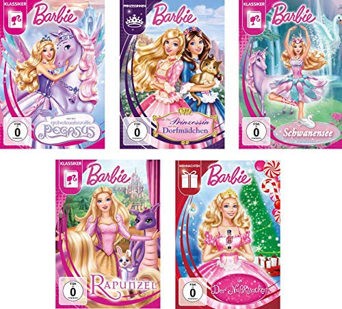 Barbie - Spielfilme Set - Der Nussknacker, Barbie als Rapunzel, Schwanensee, Die Prinzessin und das Dorfmädchen, der geheimnisvolle Pegasus (5DVDs)