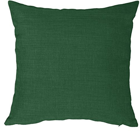 Kissenbezug 40x40 cm grün dunkel mit Reißverschluss Struktur Leinenoptik Kissen für Sofa Wurfkissen