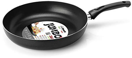 Zanetti Jumbo Padella antiaderente, 26 cm diametro, fondo rettificato, forma alta, colore Nero, Made In Italy