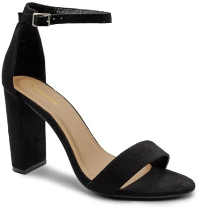 Fashion Thirsty Womens Block High Heels Ankle Strap Sexy Open Toe Shoes Ladies Comfort Heeled Party Occasion Strappy Slip On Heel Dress Sandals