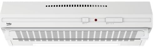 Beko CFB 6432 W - Campana Extraíble (Estándar, 285 m³/h, 63 dbA, Eficiencia energética D, Integrable, Blanca, Deslizante, Ancho 60 cm)