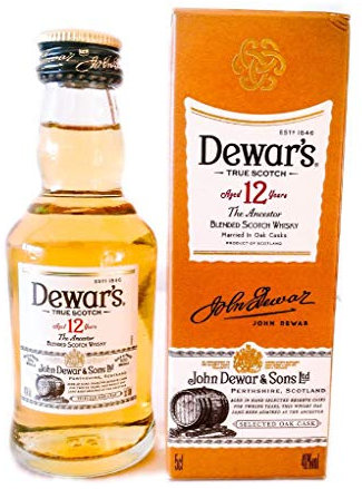 Botellita miniatura whisky Dewar's White Label 12 Años