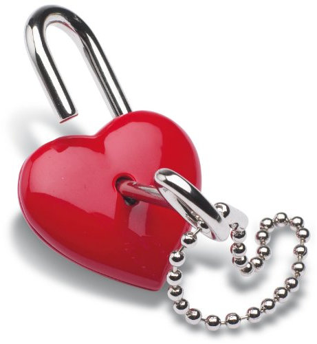 Cadenas cœur en métal laqué rouge avec porte-clés pour journal de mariage amoureux, rouge, 43 x 30 x 8 mm