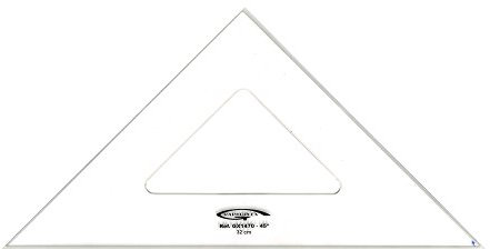 Graphoplex GX1470 Zeichendreieck, 45 ° 3 Kanten schmutzabweisend transparent 32 cm durchsichtig