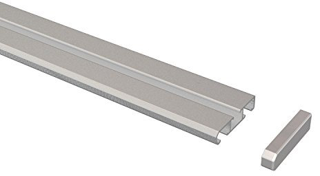 Flairdeco Vorhangschiene 1-/2-läufig Wendeprofil, Aluminium, Silbergrau, 200 cm