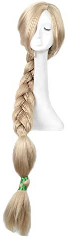 Yuehong Damen 47 Zoll Lange Blonde Einziger Zopf Geflochtene Anime Perücke | Hitzebeständige Synthetische Fasern Weich Langlebig Atmungsaktive Haare für Cosplay-Partys