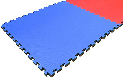 Foam Mats for the Gym 1m x 1m x 2cm Red/Blue | High Density Interlocking Floor Mats for Home Gym Equipment, Karate, Judo, Kickboxing, Yoga & More | Interlocking Foam Tiles