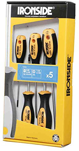 Ironside 120500 Schraubendreher-Set 5-teilig 25002-Komponenten-Griff Chrom-Vanadium-Stahl