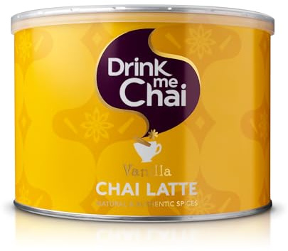 Drink me Chai Vanilla Chai Latte 1kg (1er Pack) - Einfach Wasser hinzufügen, Vanilla Chai Latte Pulver (50 Portionen)